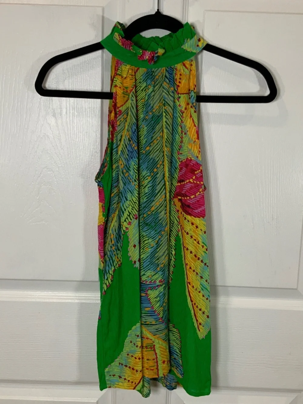 Cynthia Rowley Tropical Halter Top Maxi Dress Green Floral Resort Boho Set XS